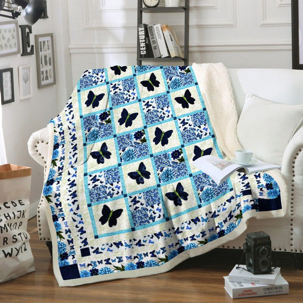 Butterfly Sherpa Fleece Blanket