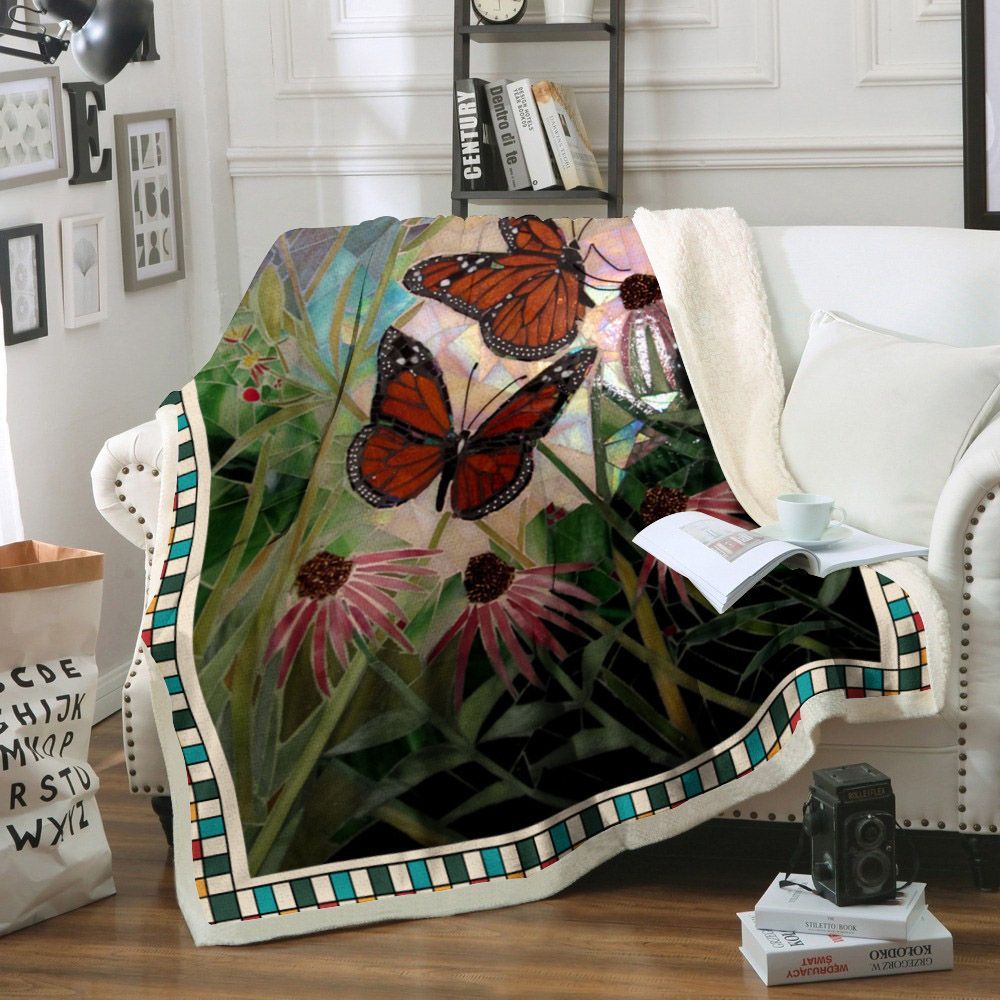Butterfly Sherpa Fleece Blanket