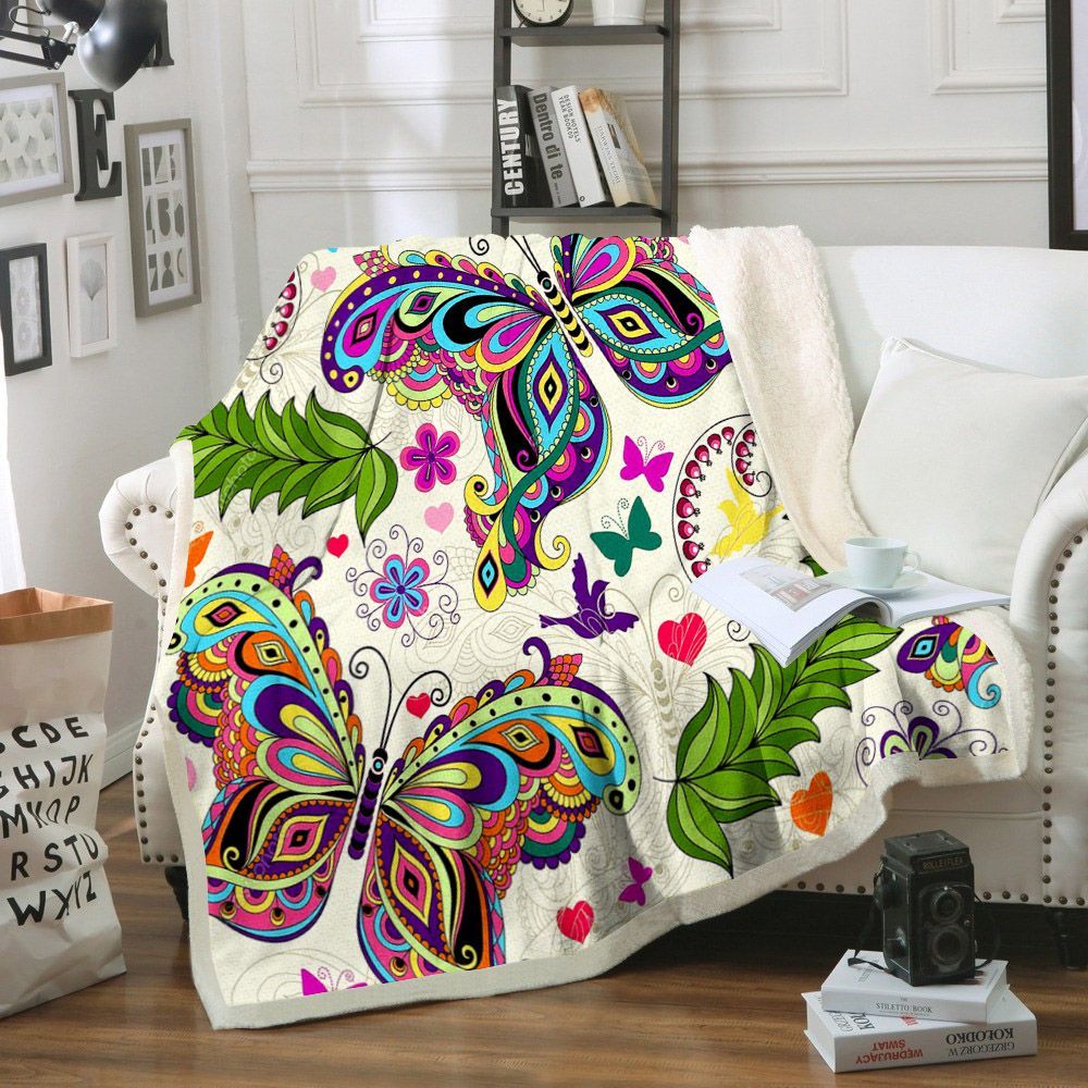 Butterfly Sherpa Fleece Blanket