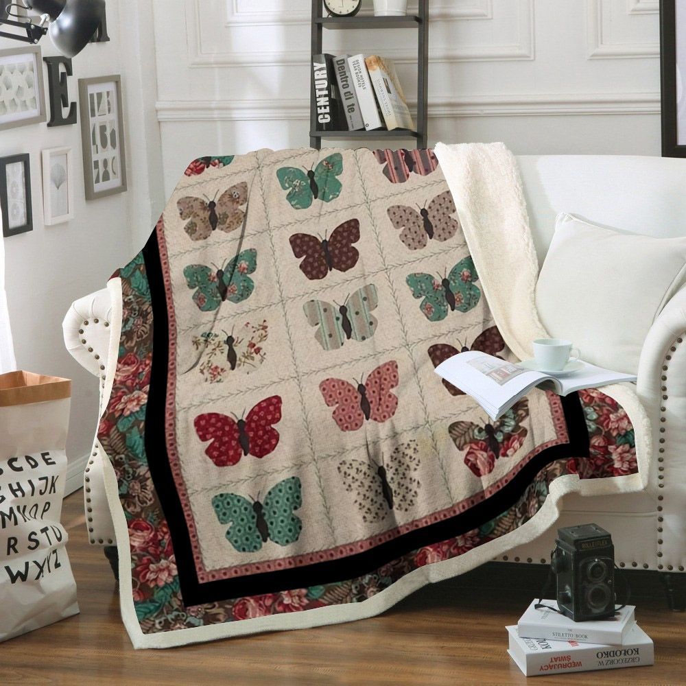 Butterfly Sherpa Fleece Blanket