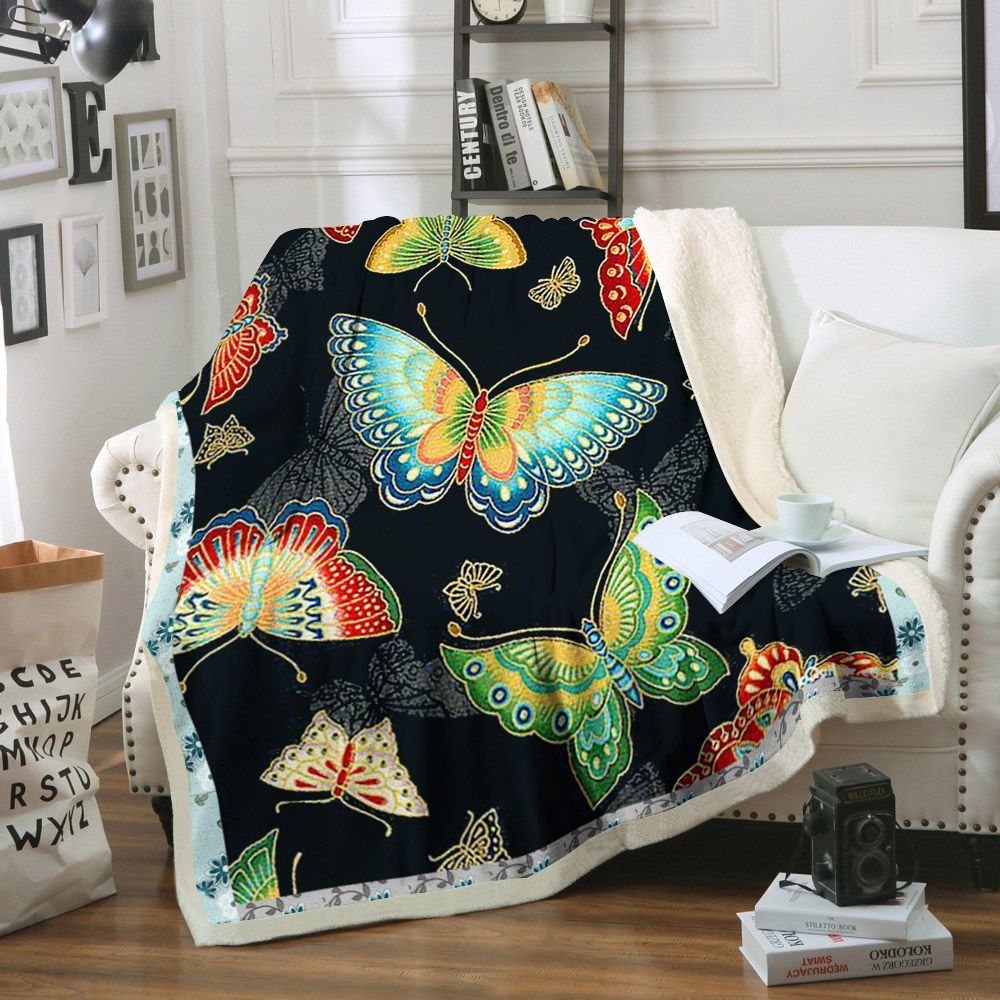 Butterfly Sherpa Fleece Blanket