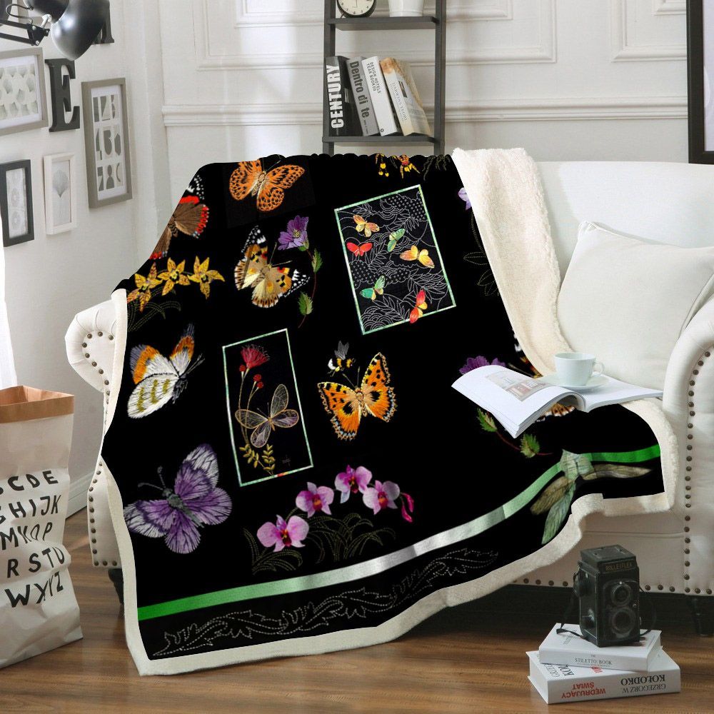 Butterfly Sherpa Fleece Blanket
