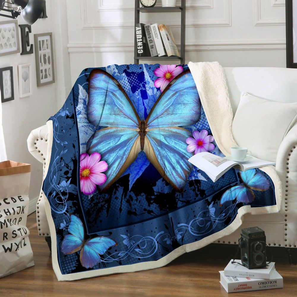 Butterfly Sherpa Fleece Blanket