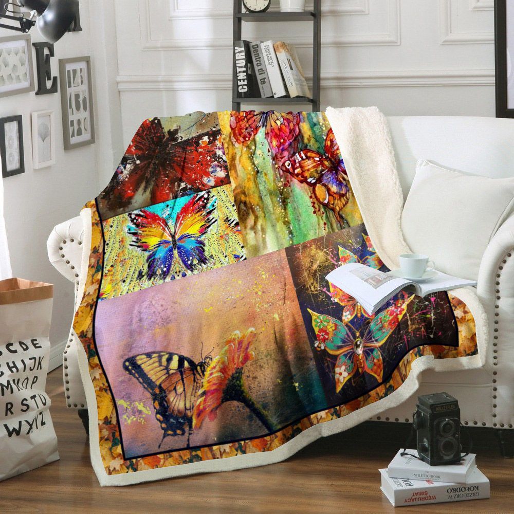 Butterfly Sherpa Fleece Blanket