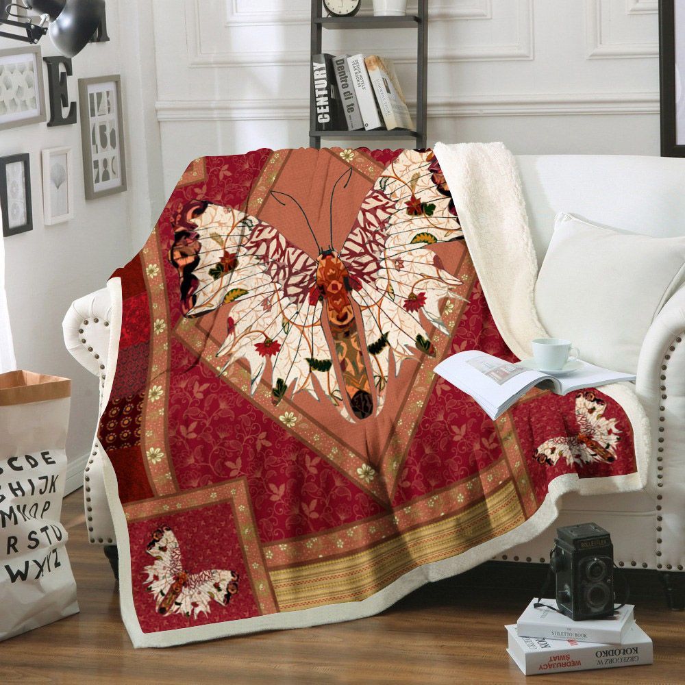 Butterfly Sherpa Fleece Blanket