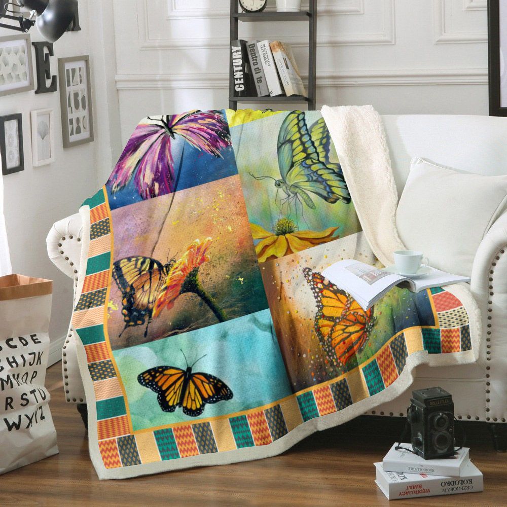 Butterfly Sherpa Fleece Blanket