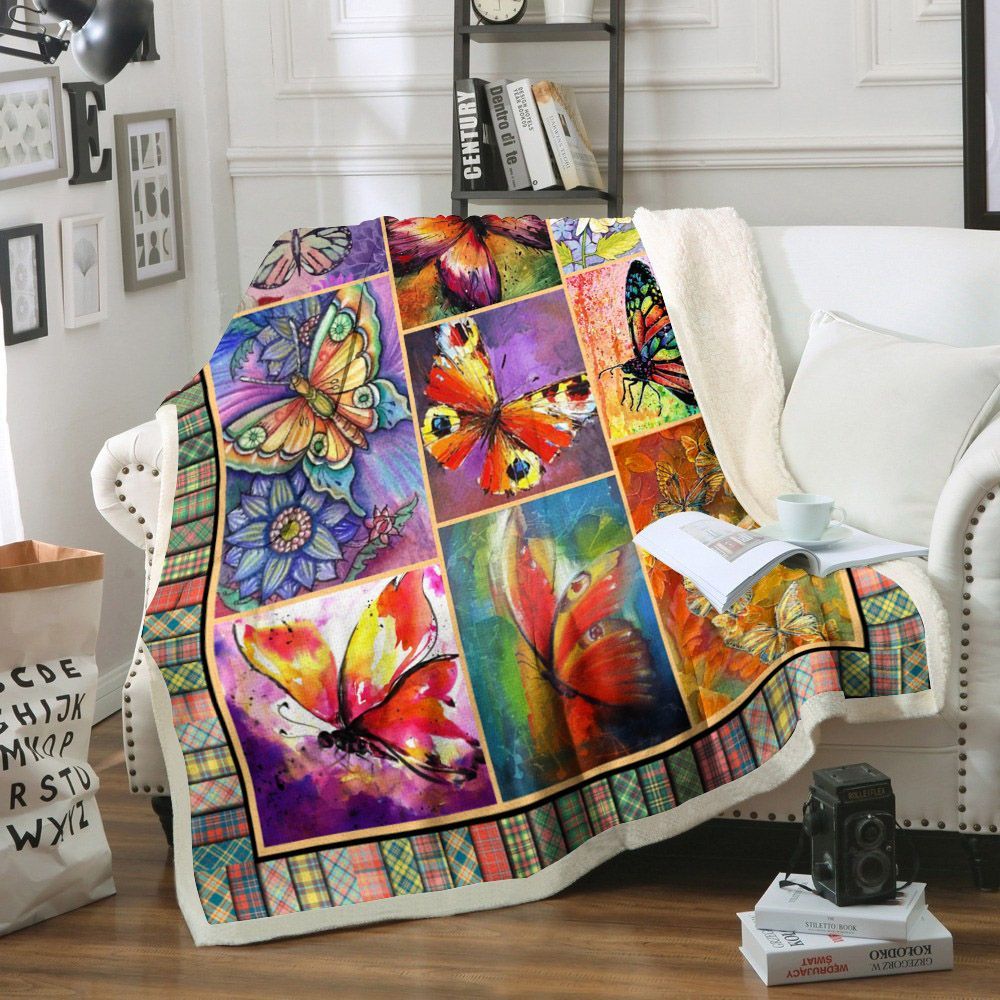 Butterfly Sherpa Fleece Blanket