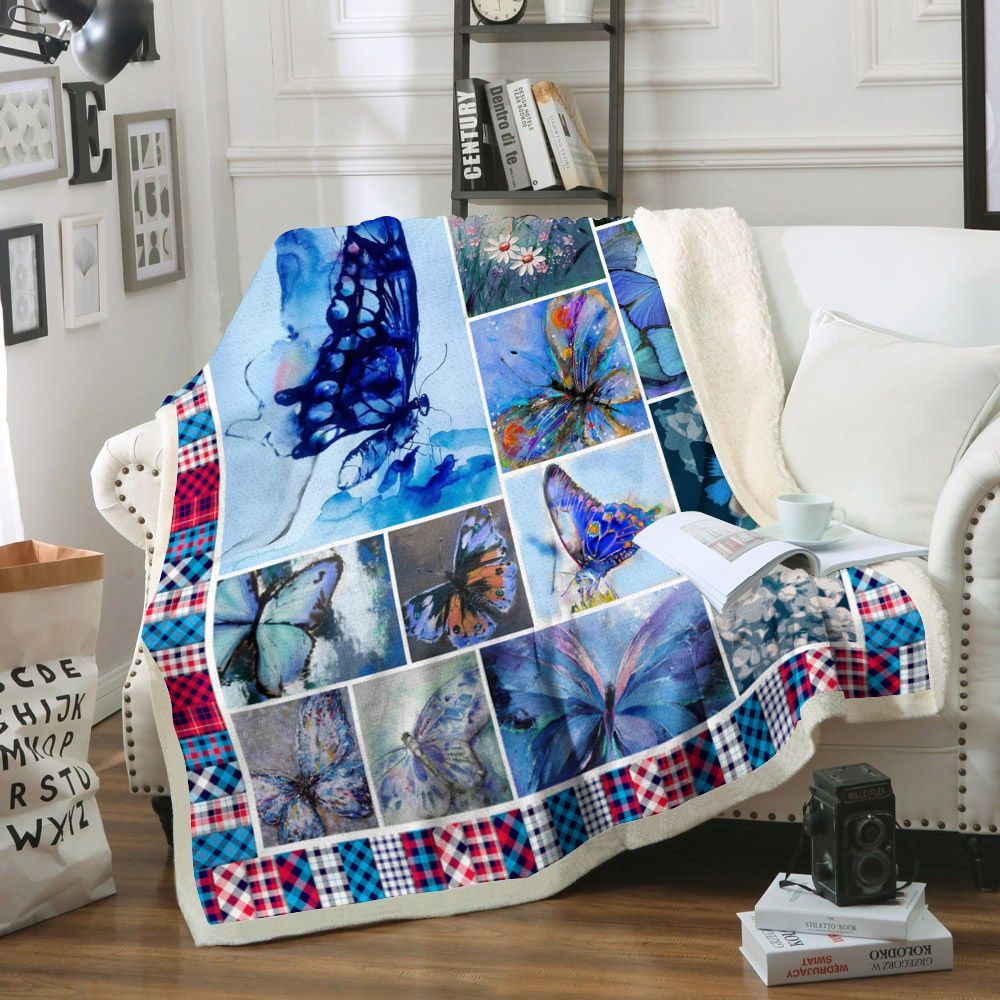 Butterfly Sherpa Fleece Blanket