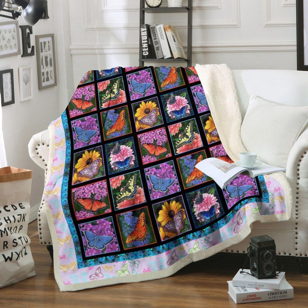 Butterfly Sherpa Fleece Blanket