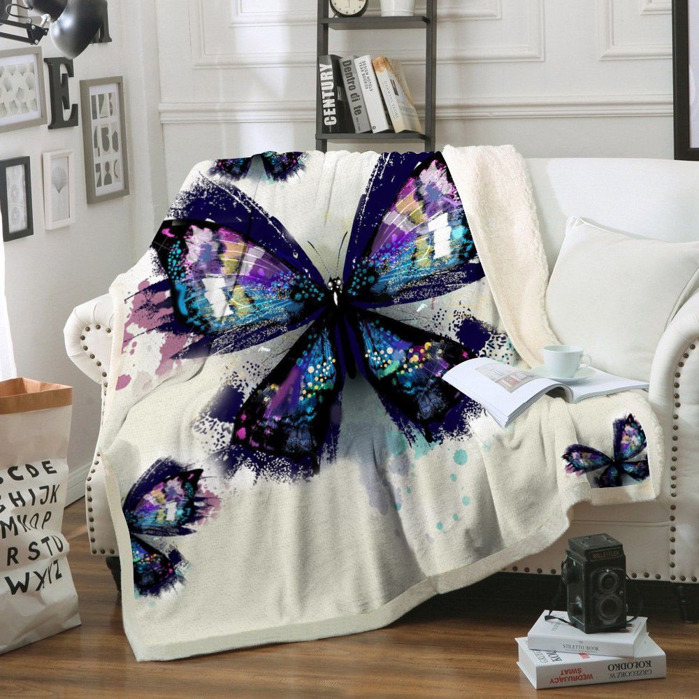 Butterfly Sherpa Fleece Blanket