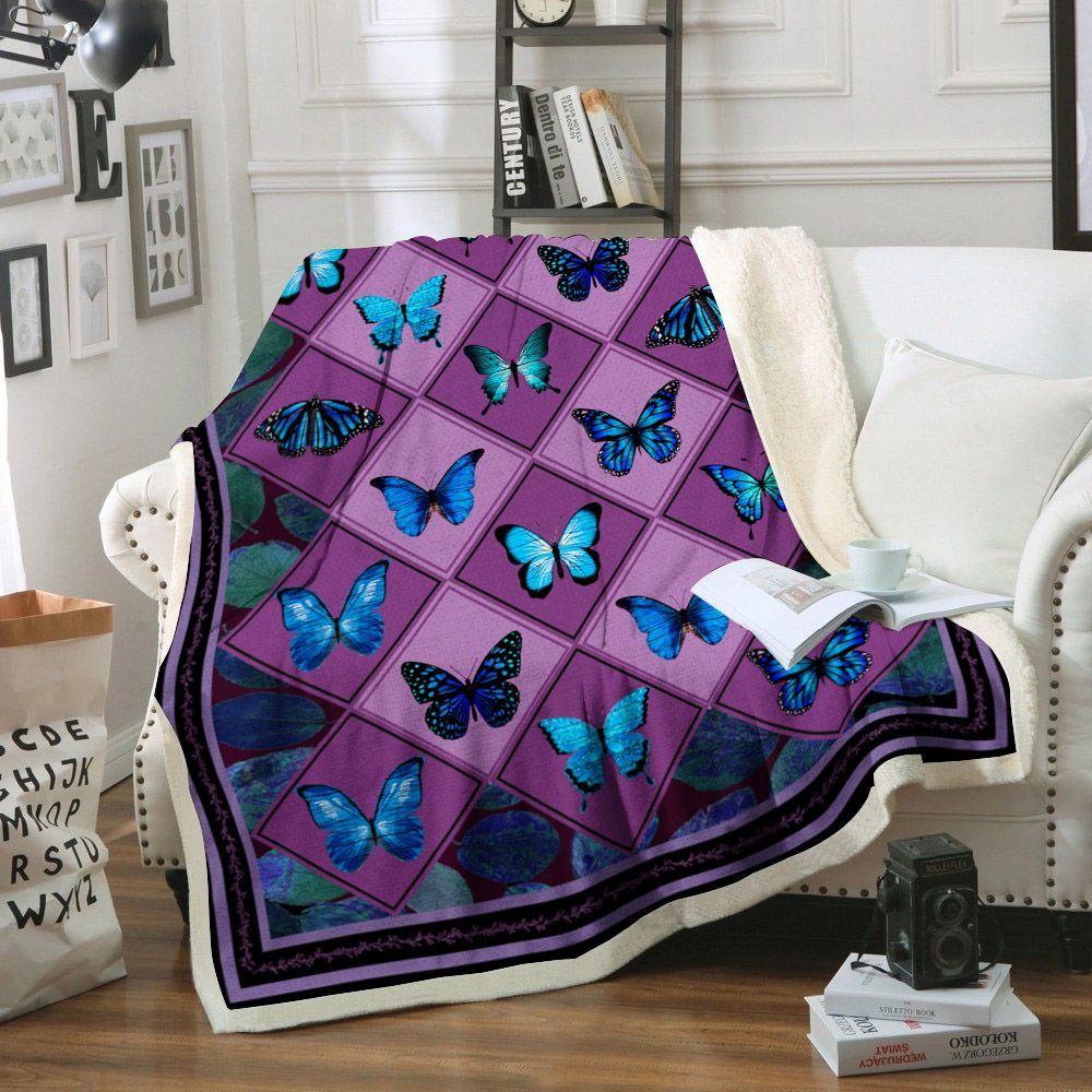 Butterfly Sherpa Fleece Blanket