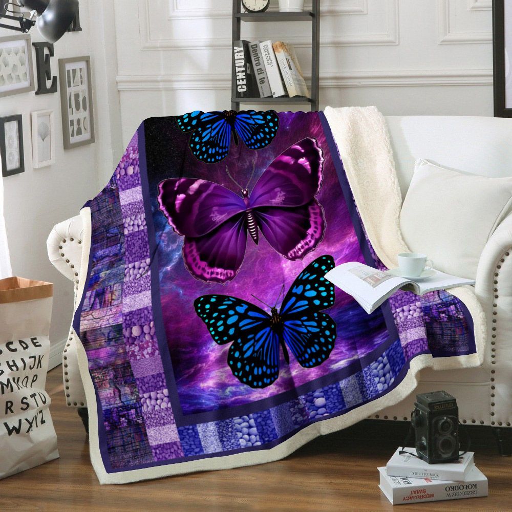 Butterfly Sherpa Fleece Blanket