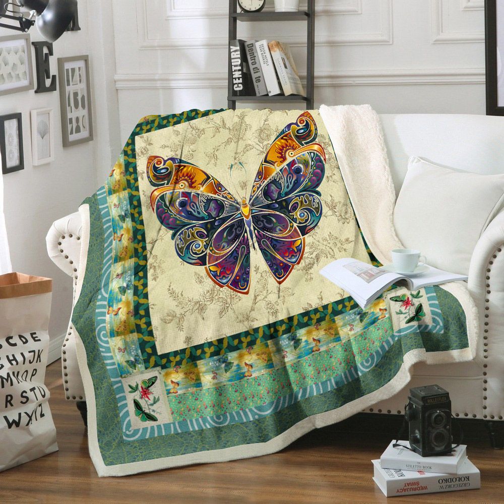 Butterfly Sherpa Fleece Blanket