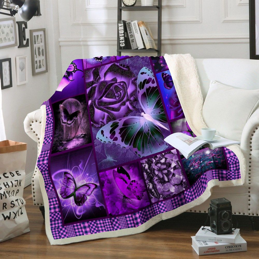 Butterfly Sherpa Fleece Blanket