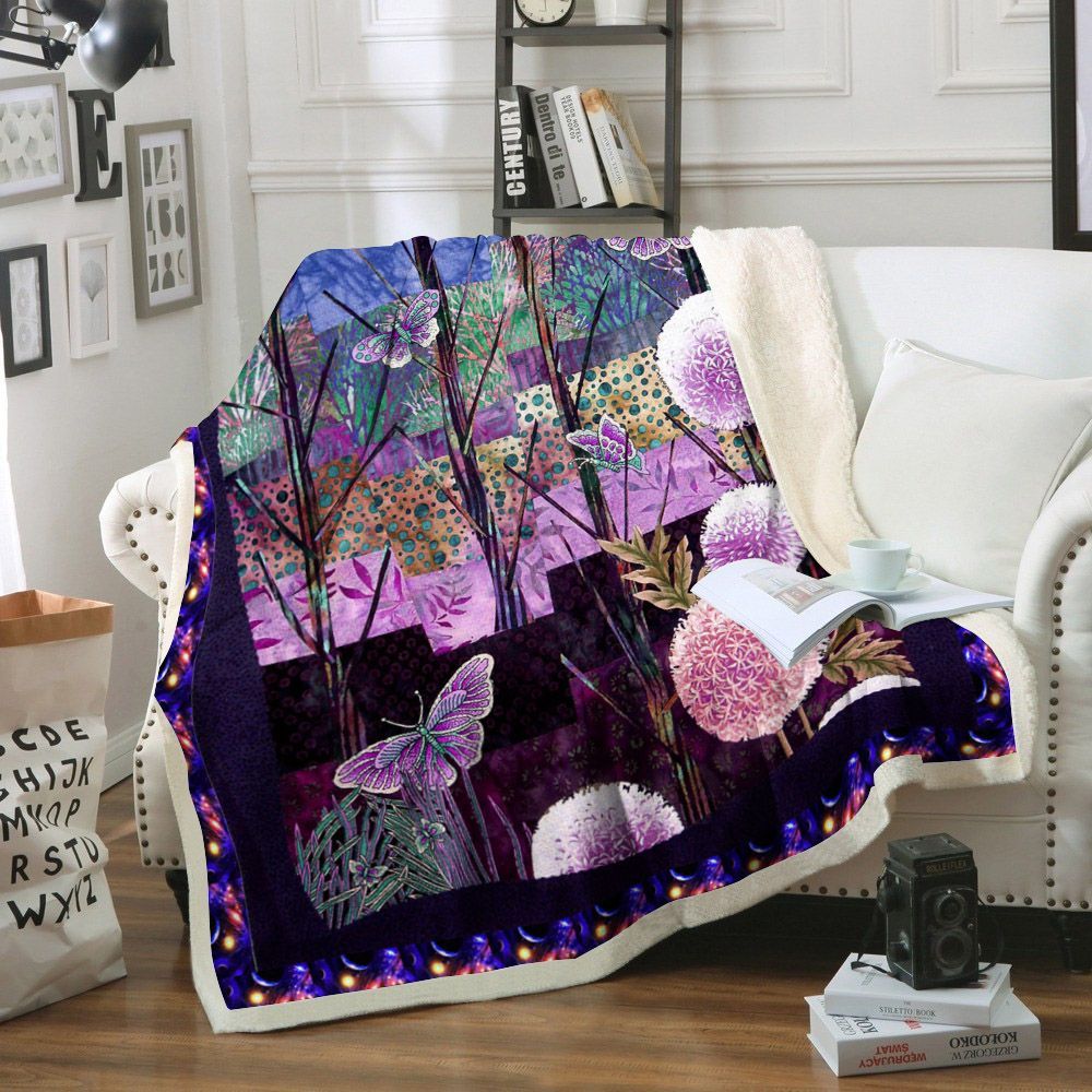 Butterfly Sherpa Fleece Blanket