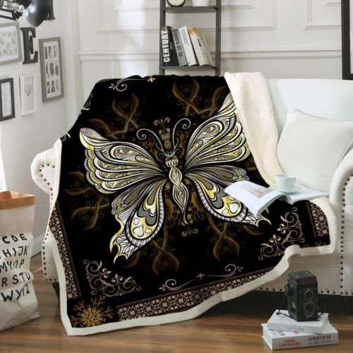 Butterfly Sherpa Fleece Blanket