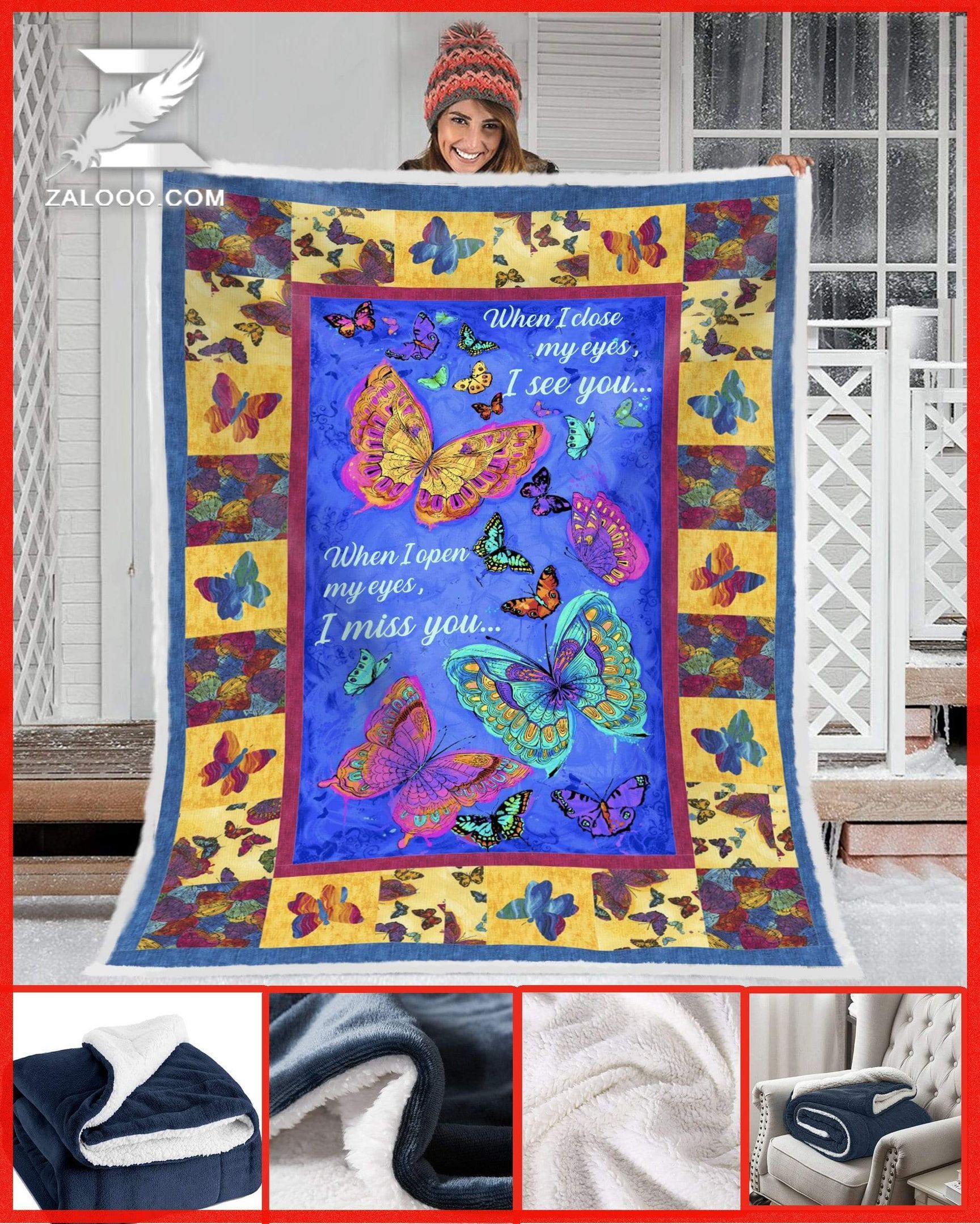 Butterfly Sherpa Fleece Blanket