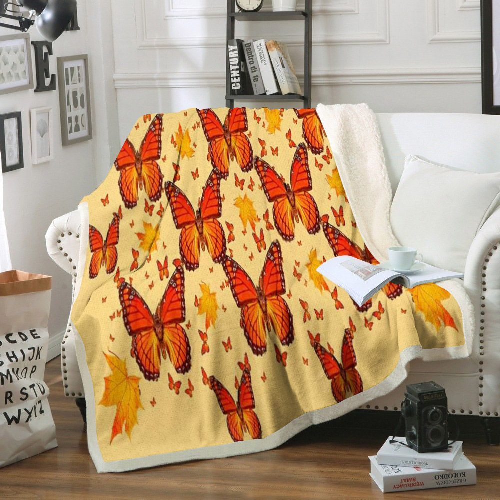 Butterfly Sherpa Fleece Blanket