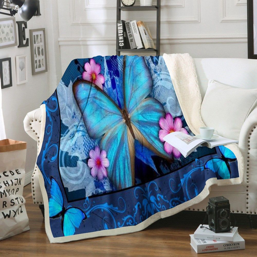 Butterfly Sherpa Fleece Blanket