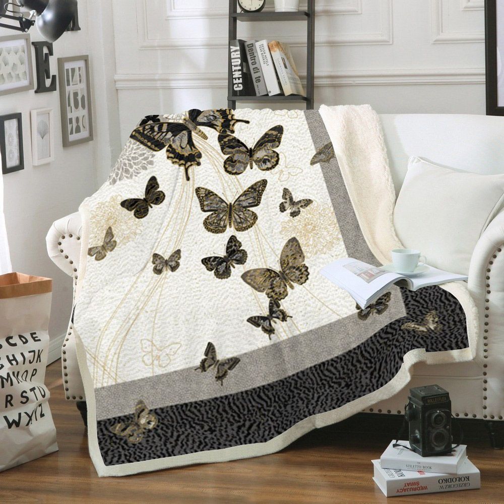 Butterfly Sherpa Fleece Blanket