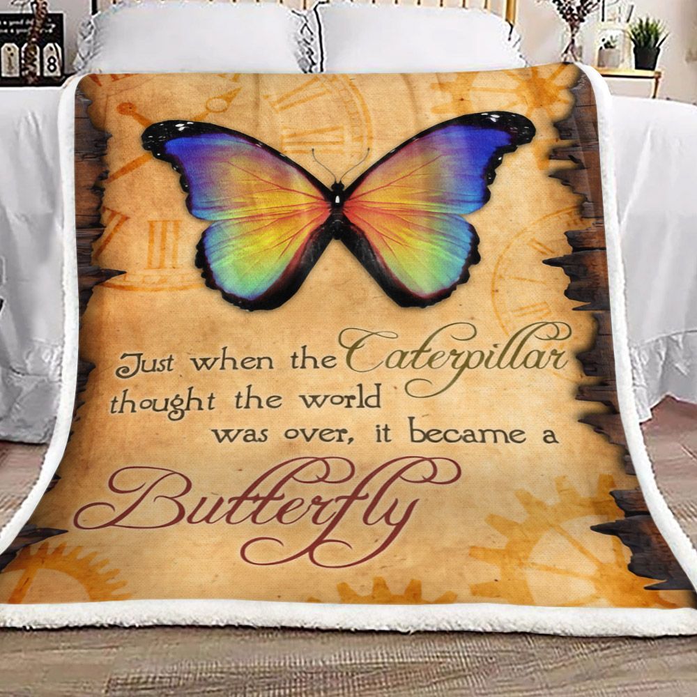 Butterfly Sherpa Fleece Blanket