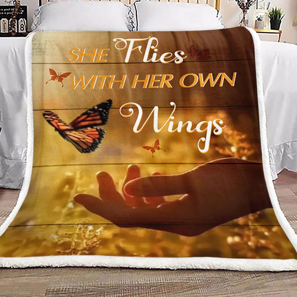 Butterfly Sherpa Fleece Blanket