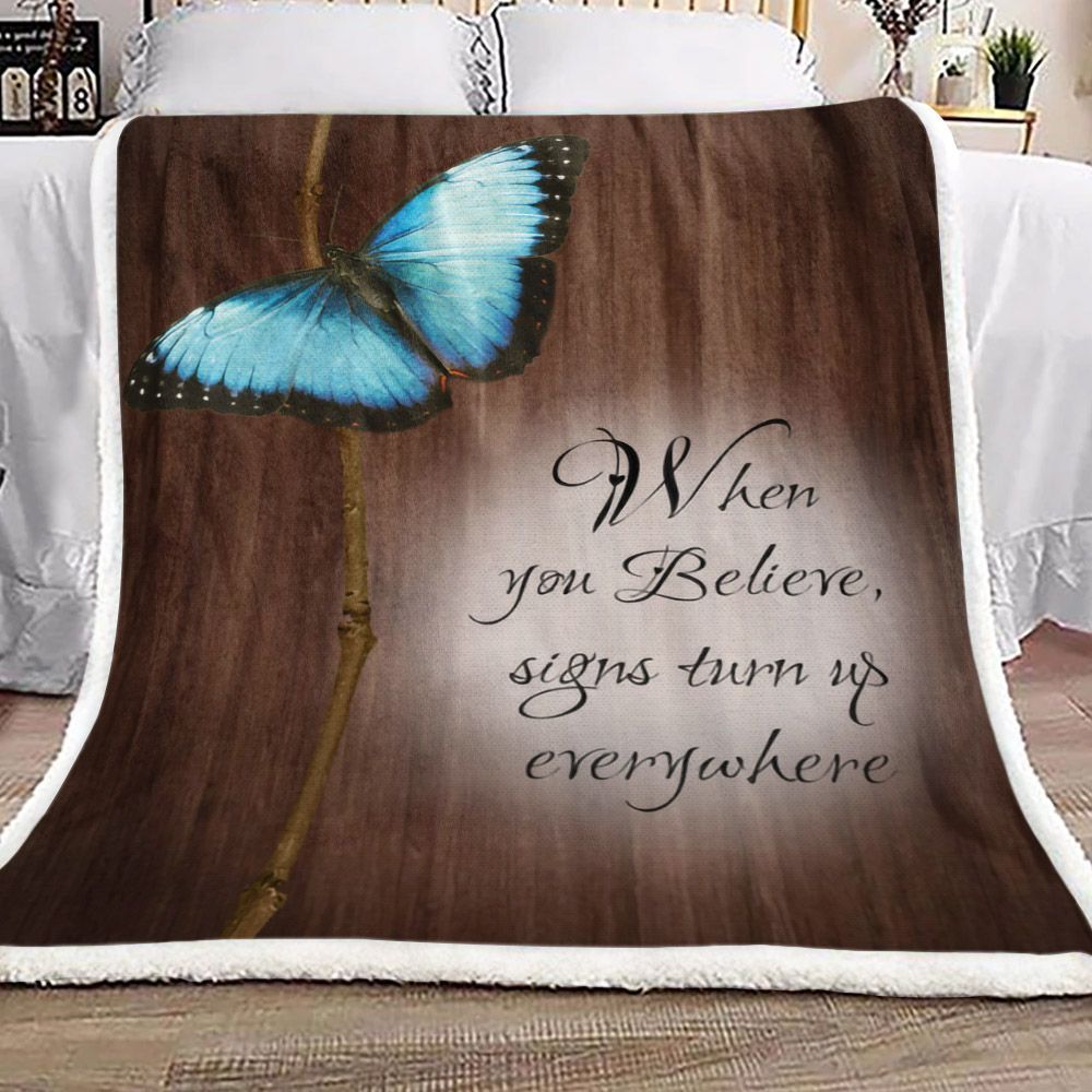 Butterfly Sherpa Fleece Blanket