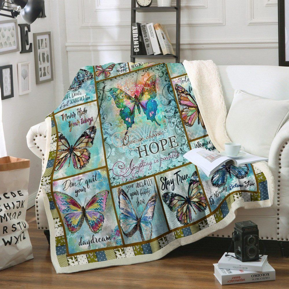 Butterfly Sherpa Fleece Blanket