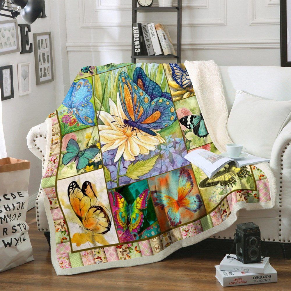 Butterfly Sherpa Fleece Blanket