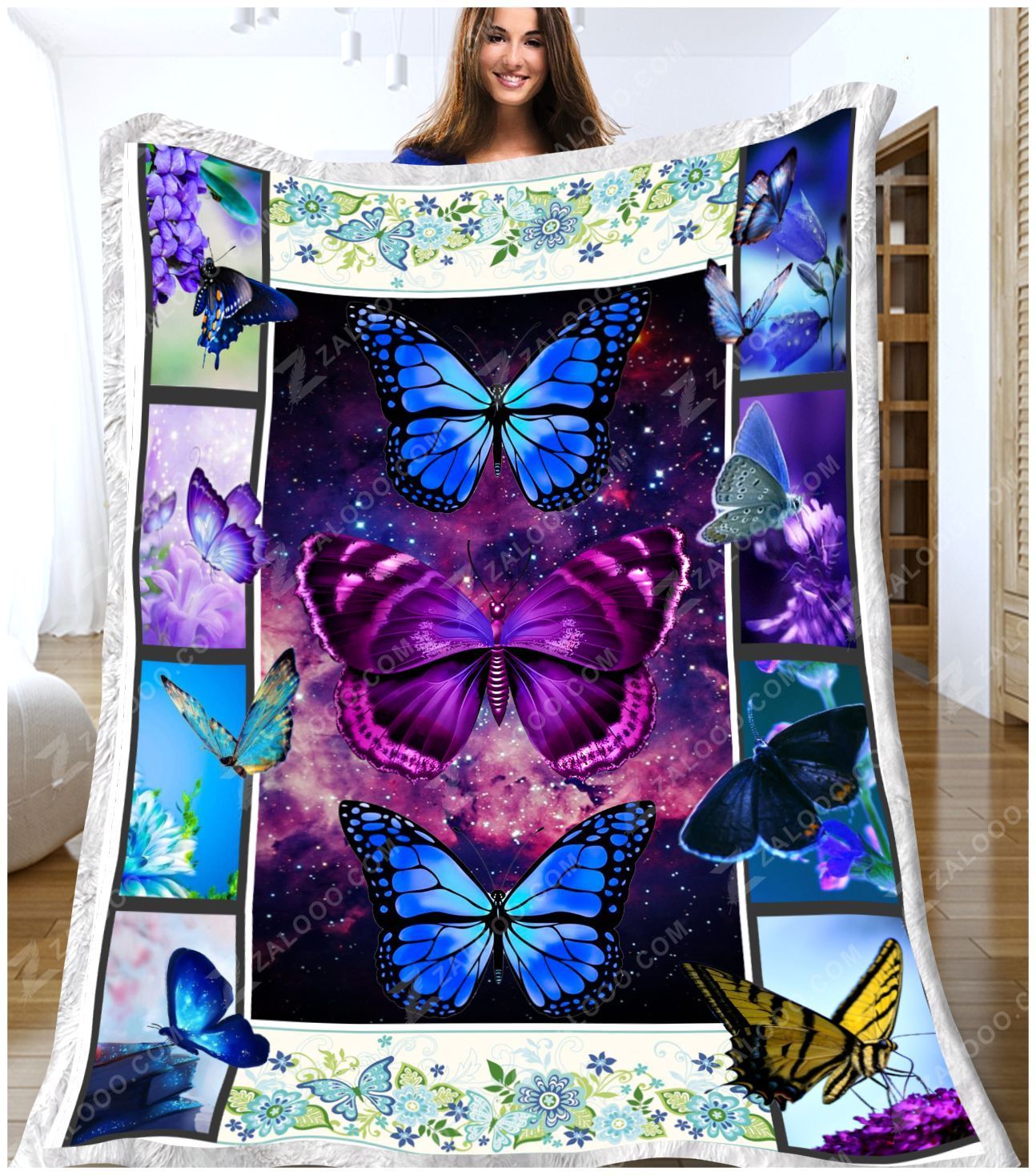 Butterfly Sherpa Fleece Blanket