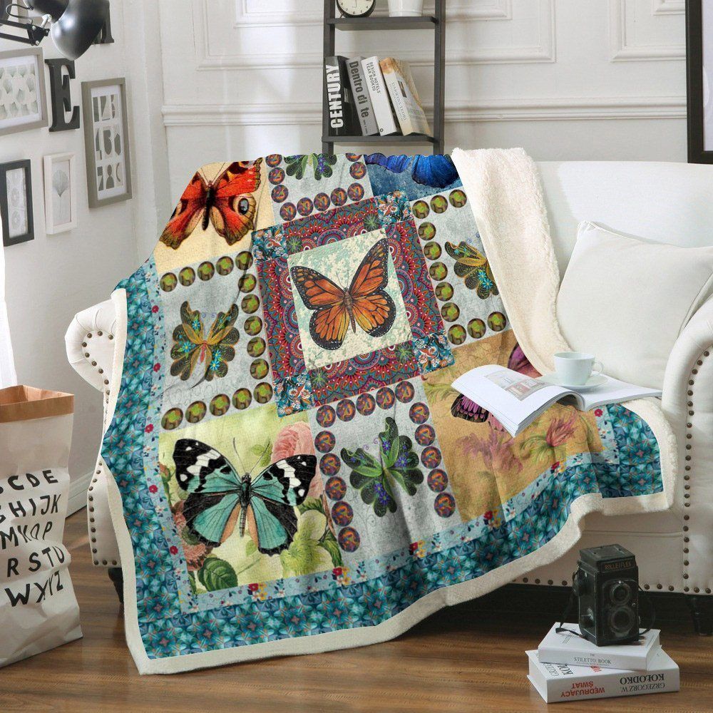 Butterfly Sherpa Fleece Blanket