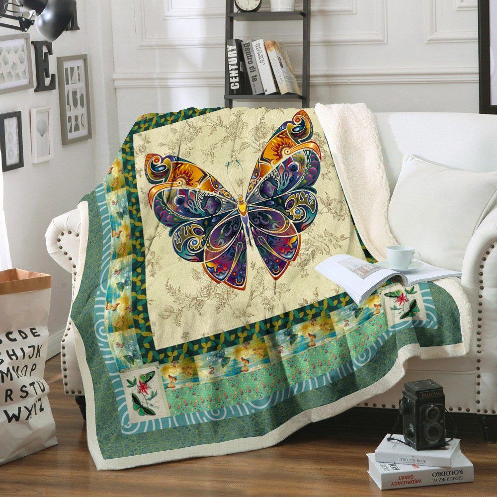 Butterfly Sherpa Fleece Blanket