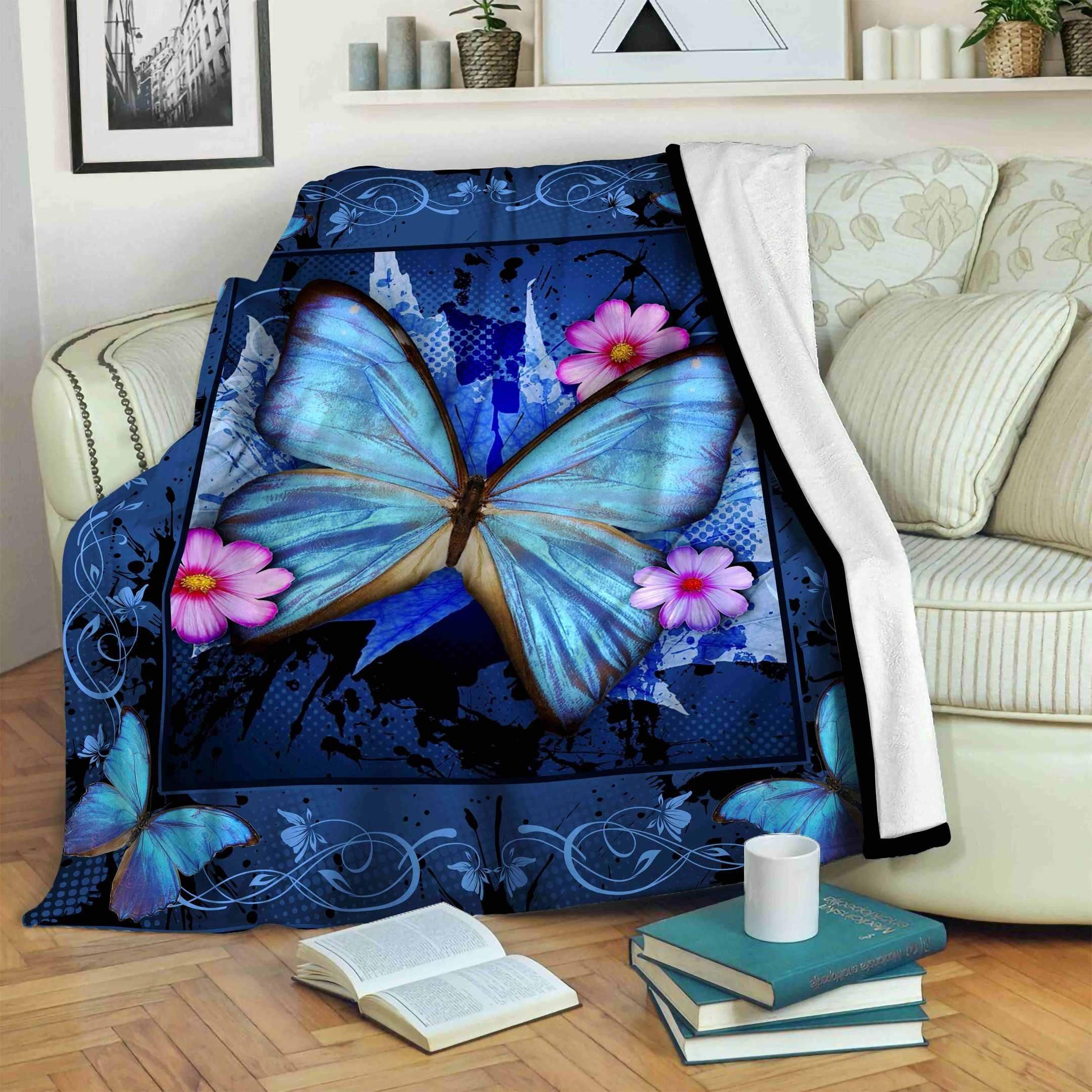 Butterfly Sherpa Fleece Blanket