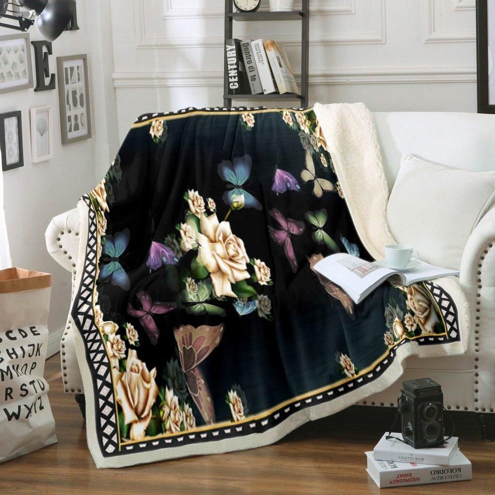 Butterfly Sherpa Fleece Blanket