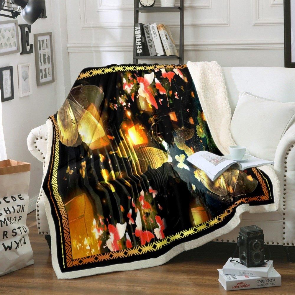 Butterfly Sherpa Fleece Blanket