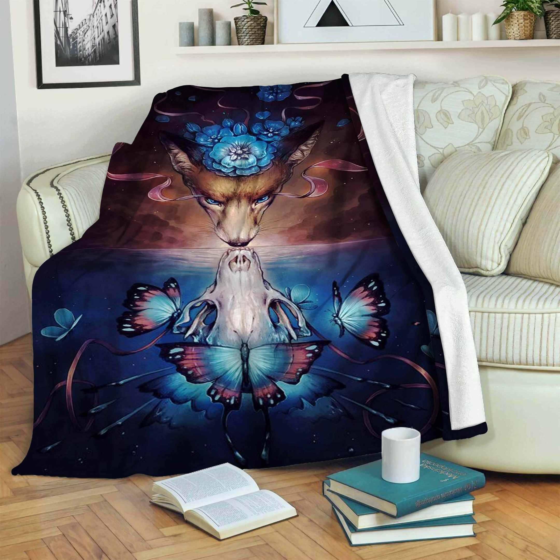 Butterfly Sherpa Fleece Blanket