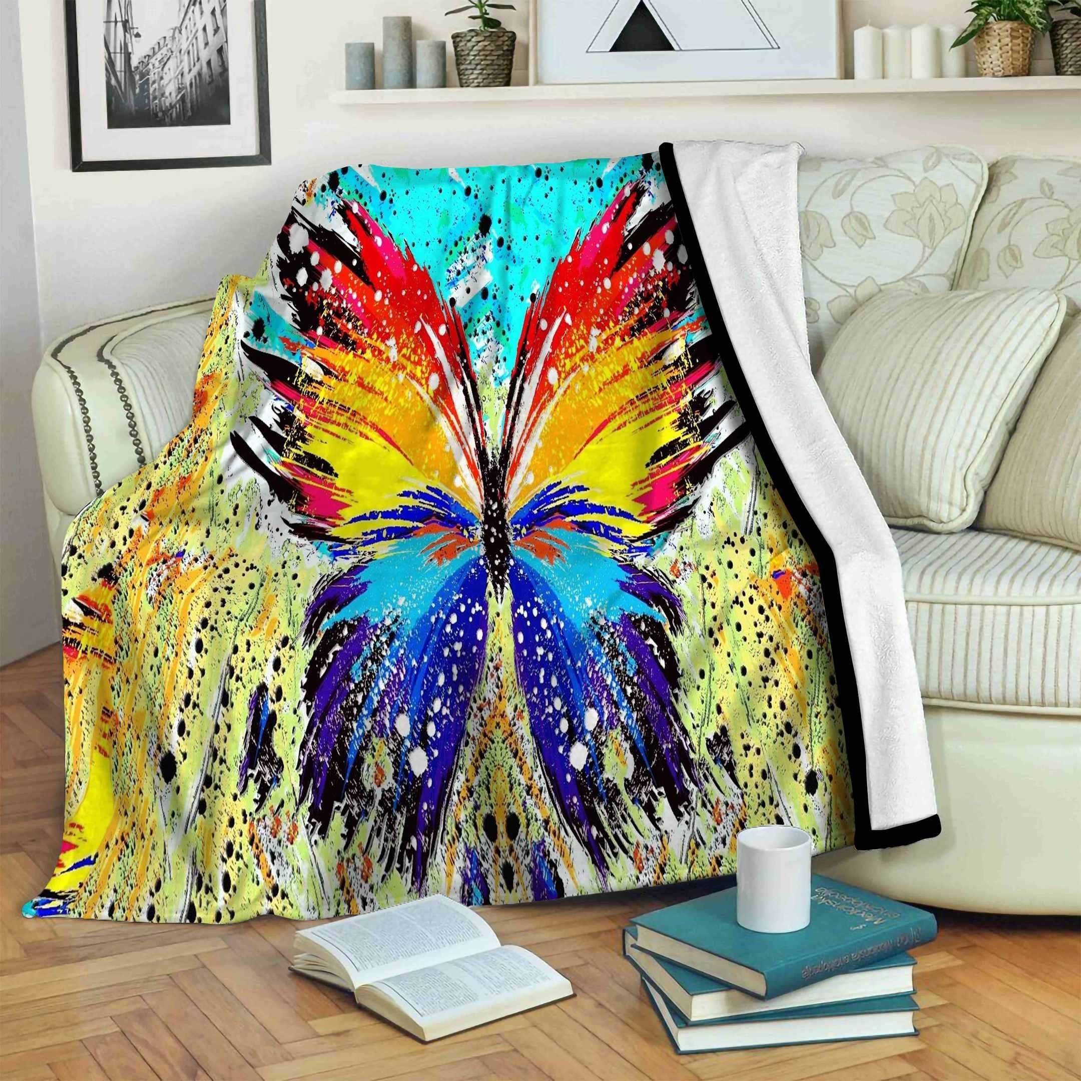 Butterfly Sherpa Fleece Blanket