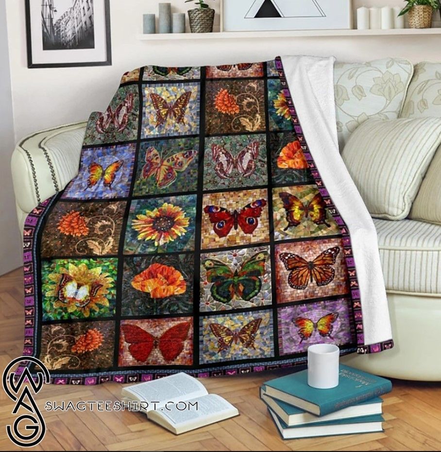 Butterfly Sherpa Fleece Blanket