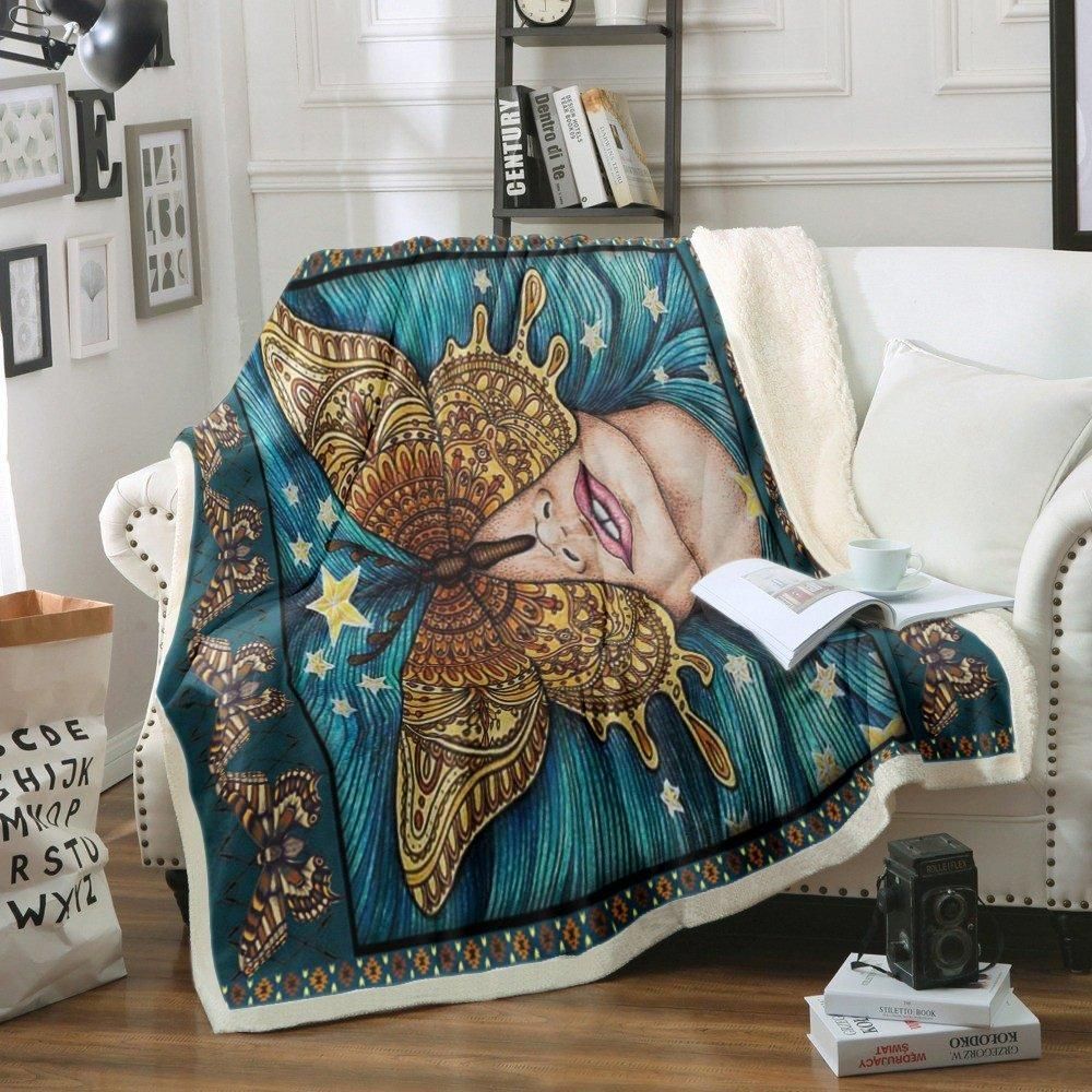Butterfly Sherpa Fleece Blanket