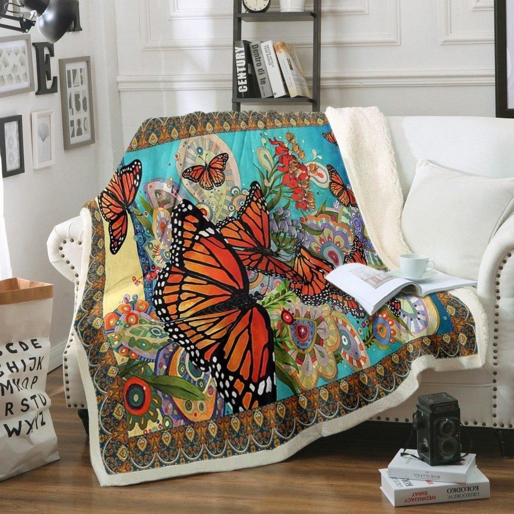 Butterfly Sherpa Fleece Blanket