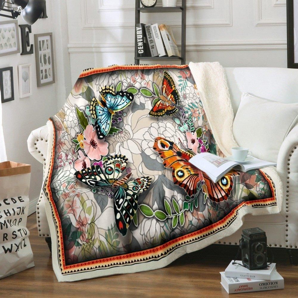 Butterfly Sherpa Fleece Blanket