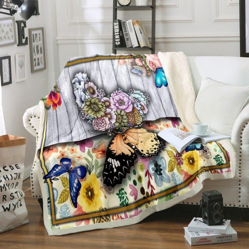 Butterfly Sherpa Fleece Blanket