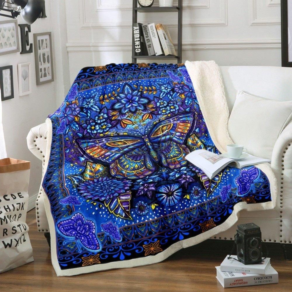 Butterfly Sherpa Fleece Blanket