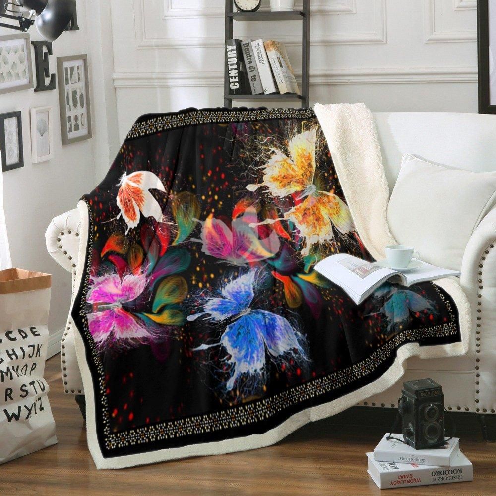 Butterfly Sherpa Fleece Blanket