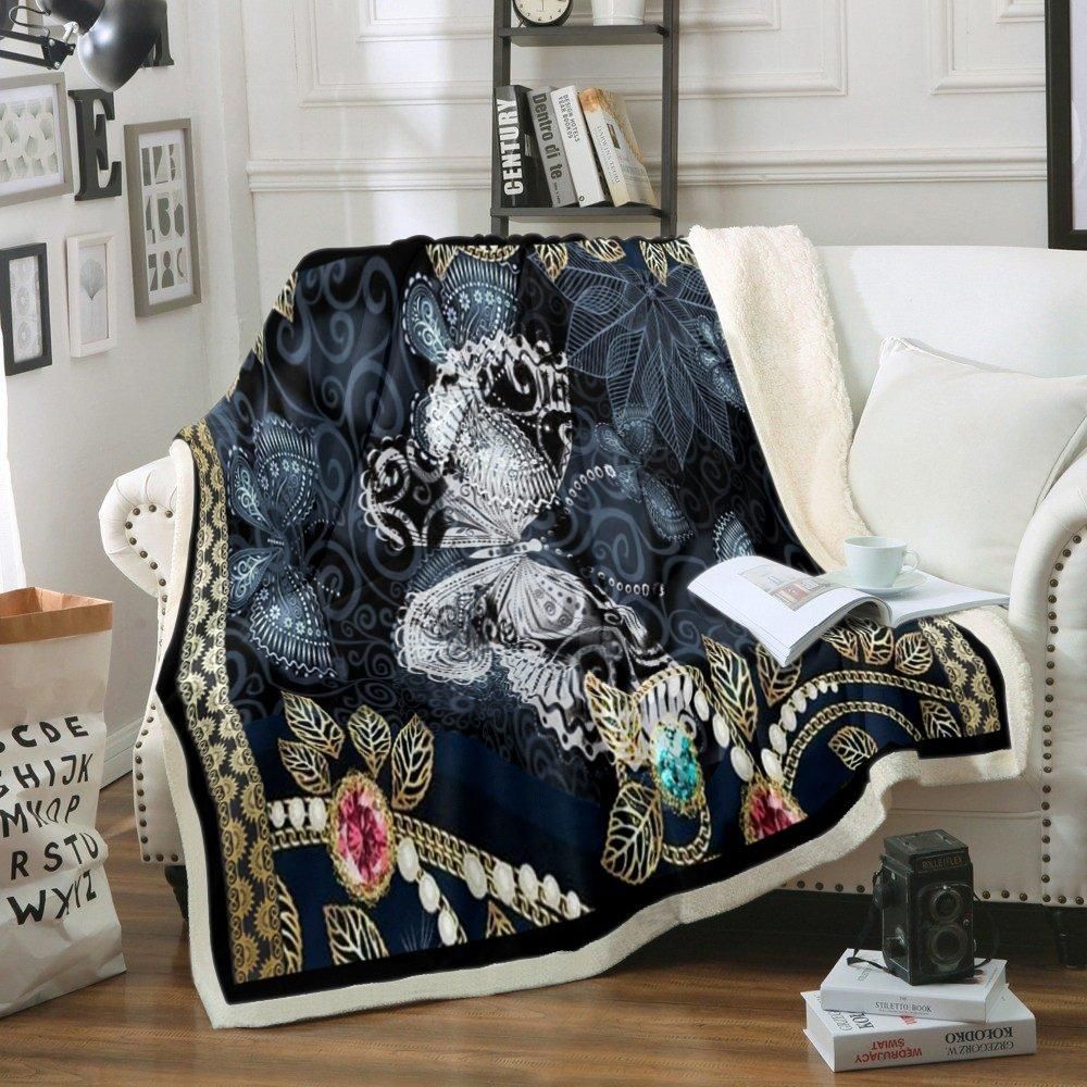 Butterfly Sherpa Fleece Blanket