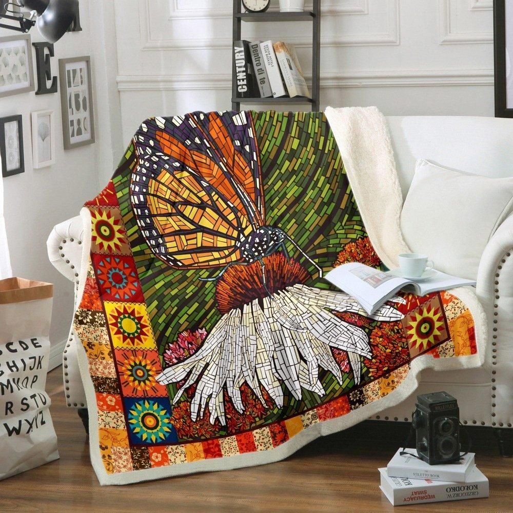 Butterfly Sherpa Fleece Blanket