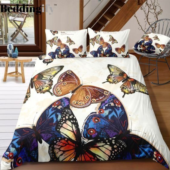 Butterfly Cotton Bed Sheets Spread Comforter Bedding Set