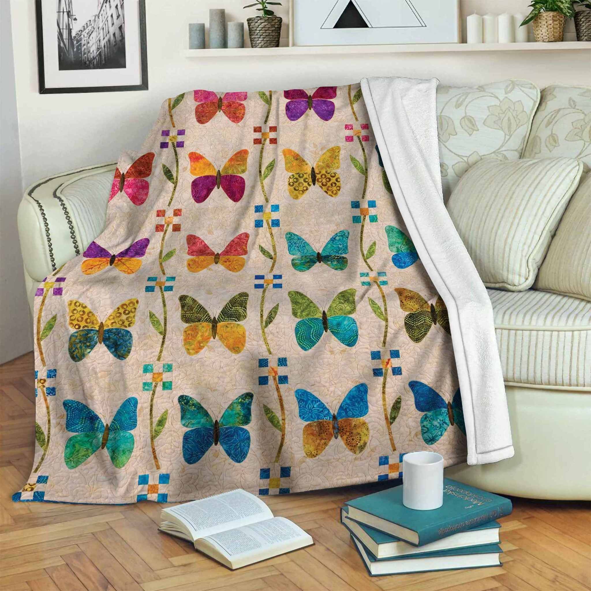 Butterfly Sherpa Fleece Blanket