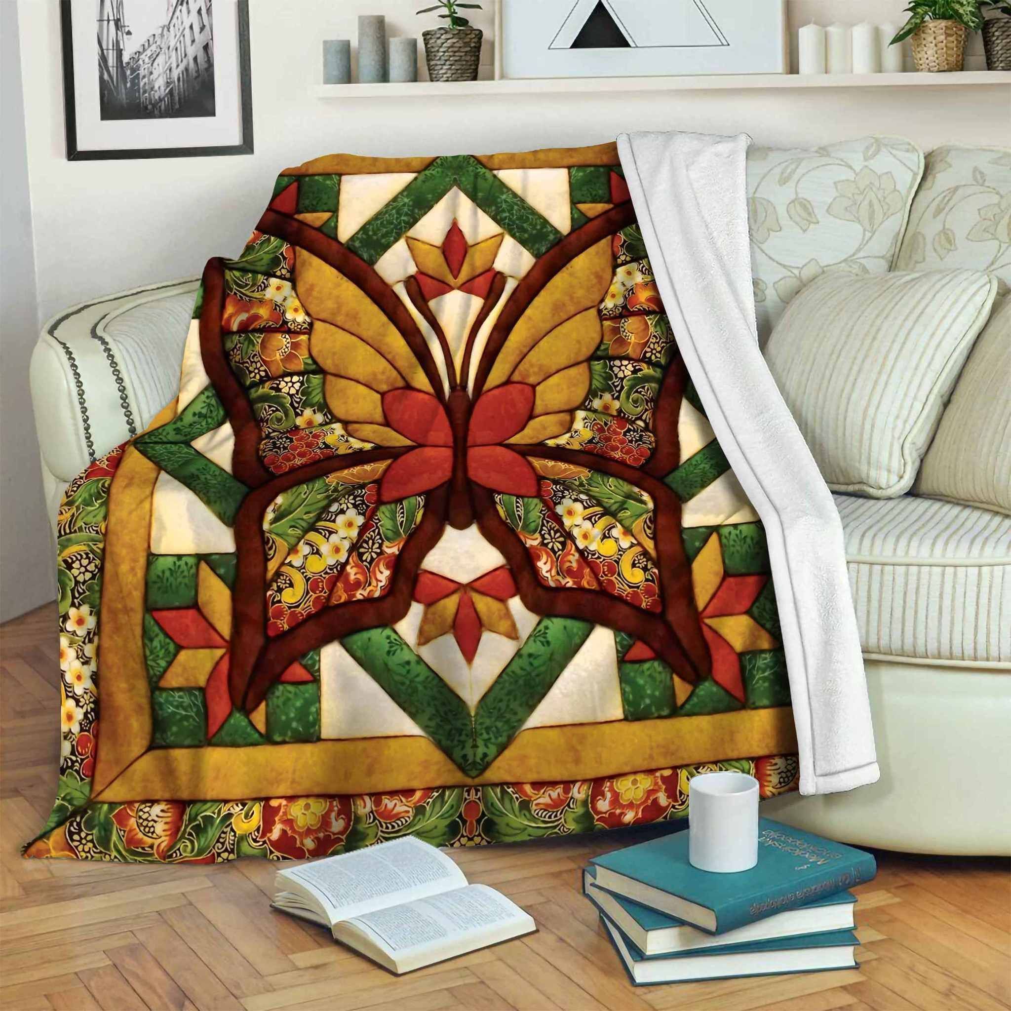 Butterfly Sherpa Fleece Blanket