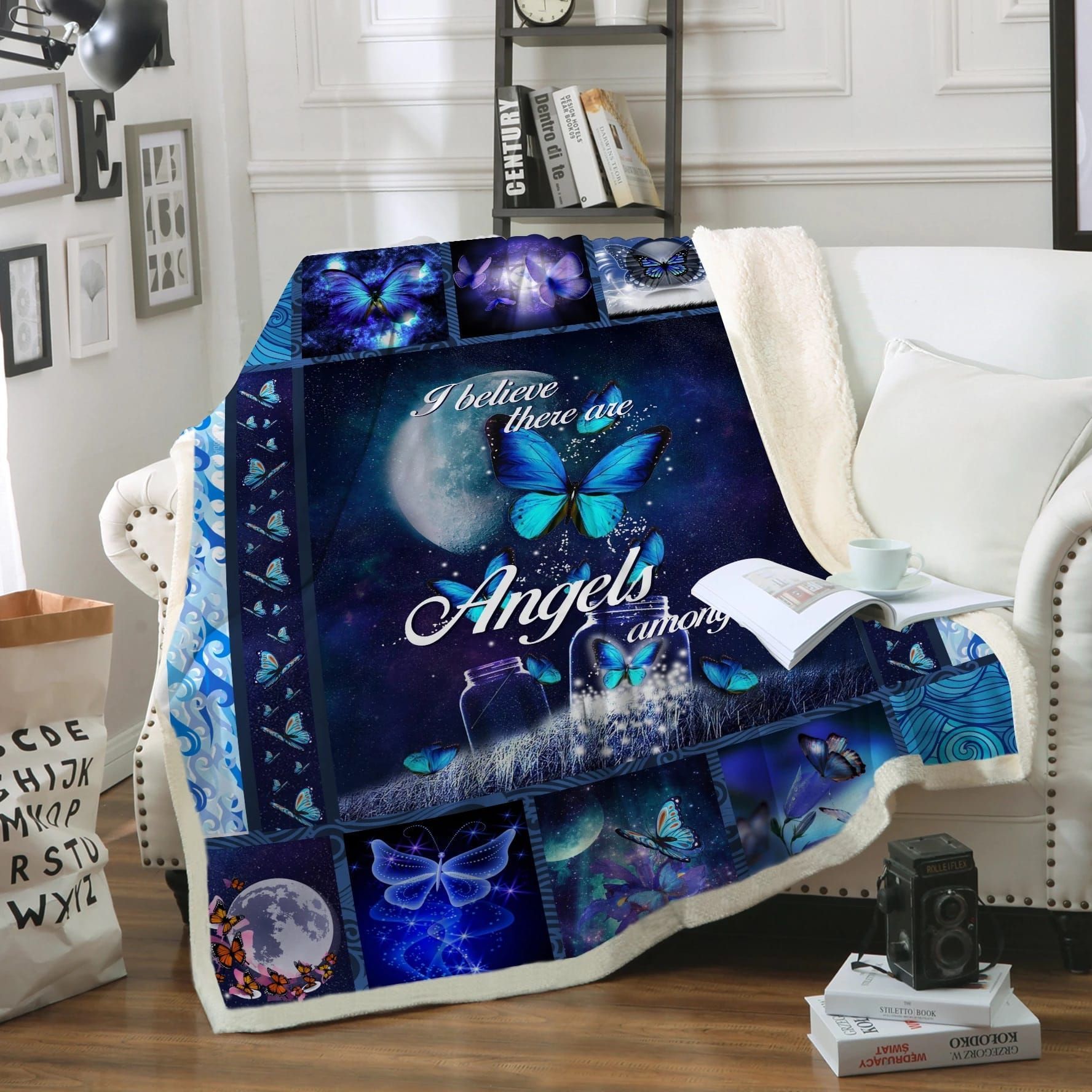 Butterfly Sherpa Fleece Blanket